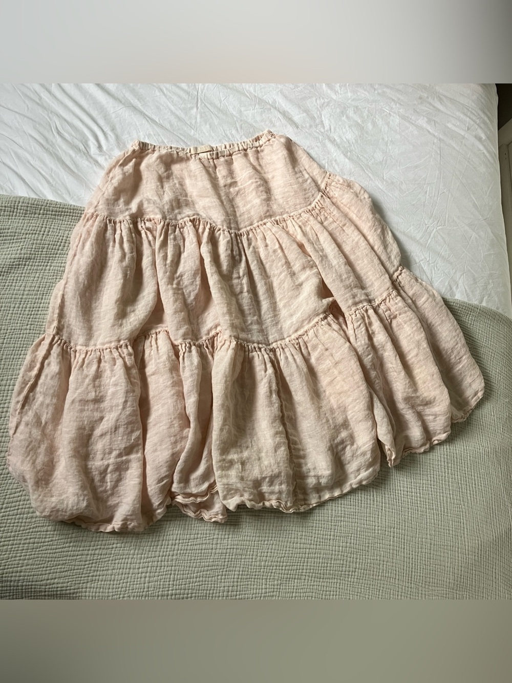 CP Shades light pink tiered midi skirt with elastic waistband